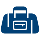 Blue duffel bag icon