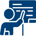 Teaching or training icon in blue